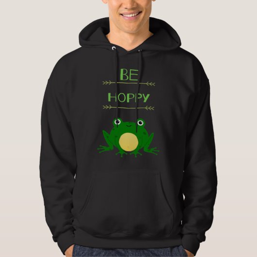 Funny Be Hoppy Frog Amphibian Pun パーカ (正面)