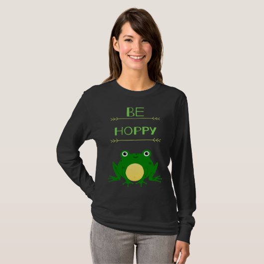 Funny Be Hoppy Frog Amphibian Pun Tシャツ (正面フル)
