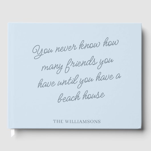 Funny Beach House Friends Personalized Name Blue ゲストブック (正面)