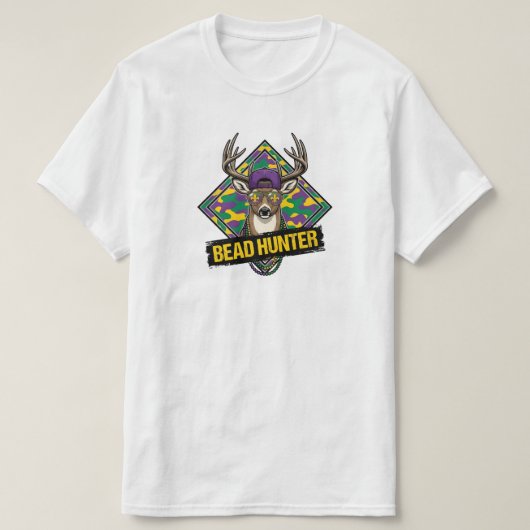 Funny Bead Hunter Mardi Gras Deer Buck mardi gras Tシャツ (デザイン正面)