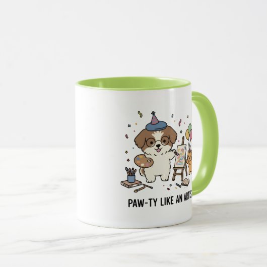 Funny Beagle Dog Art Lover Birthday Celebration マグカップ (正面右)