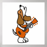 Funny Beagle Dog Singing and Playing Guitar ポスター<br><div class="desc">Cute fun unique beagle puppy dog playing guitar cartoon is popular with Beagle hound dog lovers and guitar music lovers and pet lovers.</div>