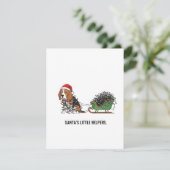 Funny Beagle Dog Sleigh Christmas シーズンカード (スタンド正面)