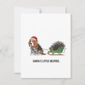 Funny Beagle Dog Sleigh Christmas シーズンカード (正面)