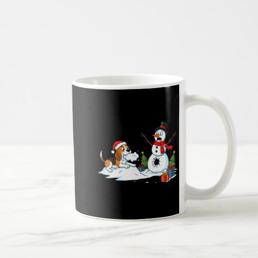 Funny Beagle Snowman Christmas Tree Xmas Womens Me コーヒーマグカップ (右)