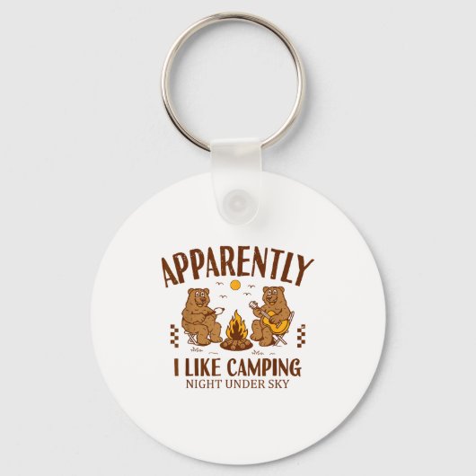 Funny Bear Apparently, I Like Camng  キーホルダー (正面)