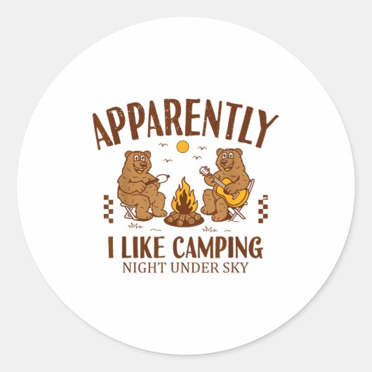Funny Bear Apparently, I Like Camng  ラウンドシール (正面)