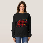 Funny Bear Christmas Tree Red Plaid Xmas Animals L スウェットシャツ (正面フル)