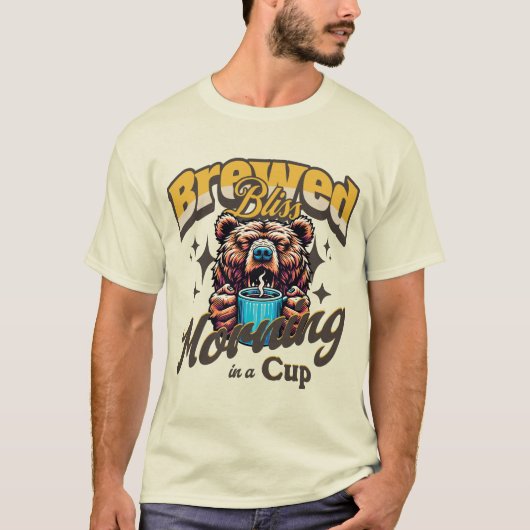 Funny Bear Coffee Drinker T-Shirt Tシャツ (正面)