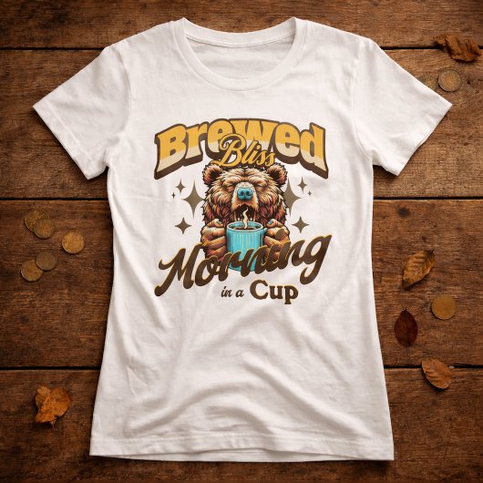 Funny Bear Coffee Drinker T-Shirt Tシャツ