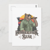 Funny bear dressed as a lumberjack ポストカード (正面/裏面)