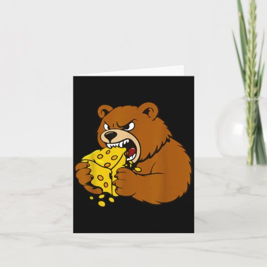 Funny Bear Eating Cheese Illustration For Food Lov カード (正面)