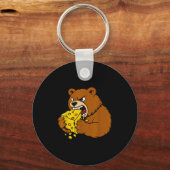 Funny Bear Eating Cheese Illustration For Food Lov キーホルダー (正面)