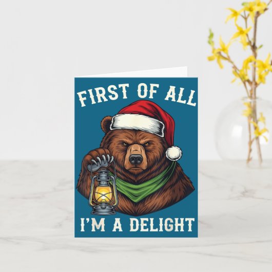 Funny Bear First Of All I'm A Delight Merry Christ カード (黄色い花)