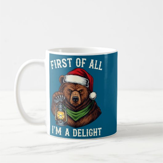 Funny Bear First Of All I'm A Delight Merry Christ コーヒーマグカップ (左)