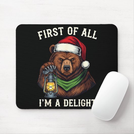 Funny Bear First Of All I'm A Delight Merry Christ マウスパッド (マウス)