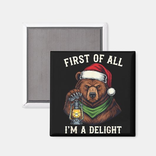 Funny Bear First Of All I'm A Delight Merry Christ マグネット (正面/裏面)
