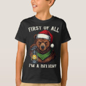 Funny Bear First Of All I'm A Delight Merry Christ Tシャツ (正面)