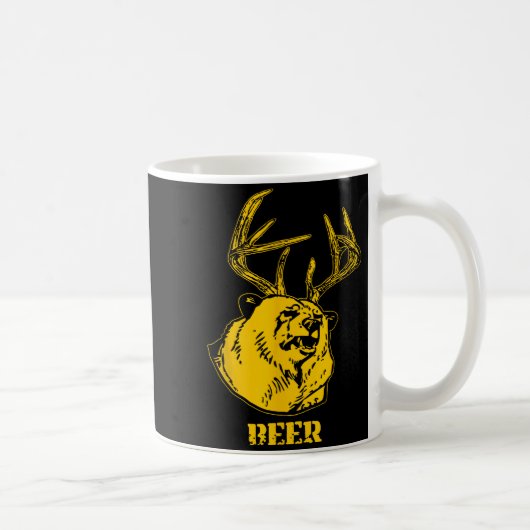Funny Bear Plus Deer Equals Beer Deer Hunting Usa コーヒーマグカップ (右)