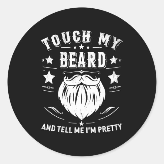 Funny Beard Quote Gift For Bearded Men Dad And Hus ラウンドシール (正面)