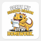 Funny Bearded Dragon Cute Reptile Lover Gift スクエアシール (正面)