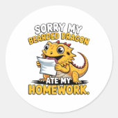 Funny Bearded Dragon Cute Reptile Lover Gift ラウンドシール (正面)