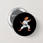 Funny Bearded Dragons Doing Karate Samurai Ninja L 缶バッジ (正面&裏面)