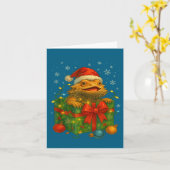 Funny Bearded Dragons Santa Christmas Tree Lights カード (黄色い花)