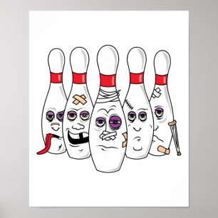 Funny Beat Up Bowling Pins ポスター