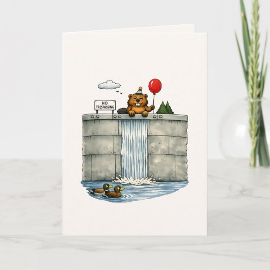 Funny Beaver Birthday カード (正面)