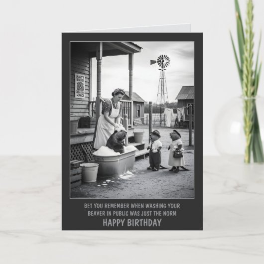Funny Beaver Birthday カード (正面)
