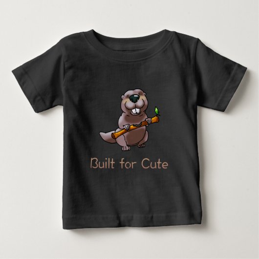 Funny Beaver Cartoon – Built for Cute ベビーTシャツ (正面)