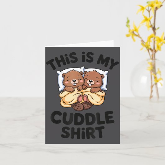 Funny Beaver Couple This Is My Cuddle  カード (黄色い花)