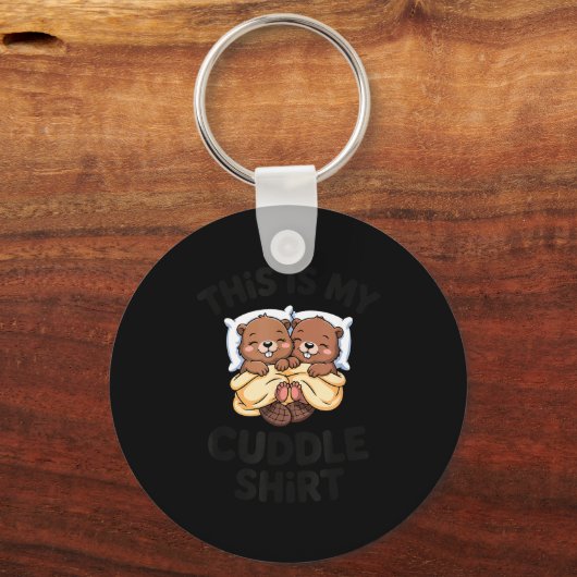Funny Beaver Couple This Is My Cuddle  キーホルダー (正面)
