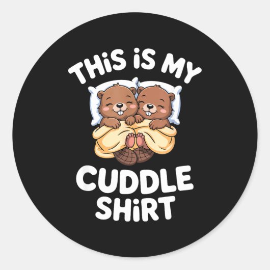 Funny Beaver Couple This Is My Cuddle  ラウンドシール (正面)