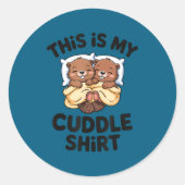 Funny Beaver Couple This Is My Cuddle  ラウンドシール (正面)