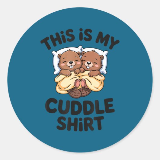 Funny Beaver Couple This Is My Cuddle ラウンドシール (正面)