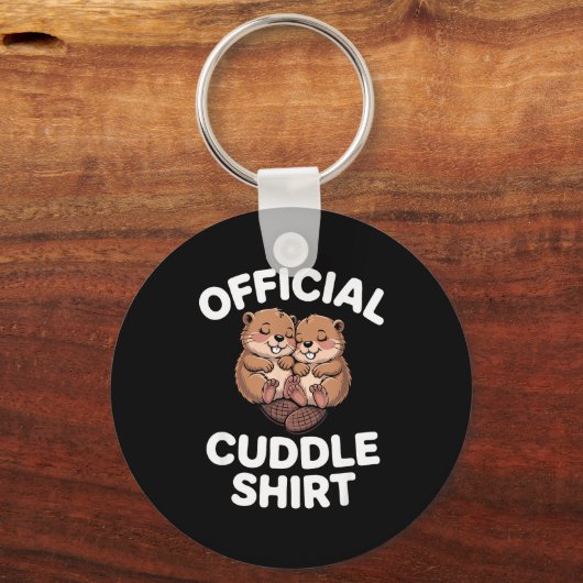 Funny Beavers Hugging Cuddle  キーホルダー (正面)