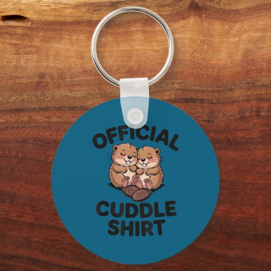 Funny Beavers Hugging Cuddle  キーホルダー (正面)