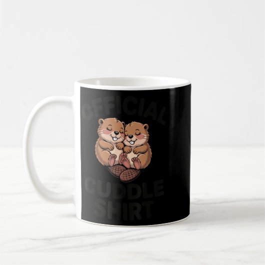 Funny Beavers Hugging Cuddle  コーヒーマグカップ (左)