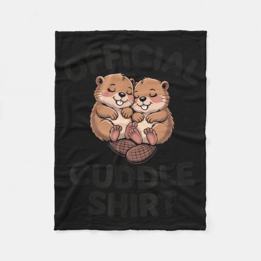 Funny Beavers Hugging Cuddle  フリースブランケット (正面)