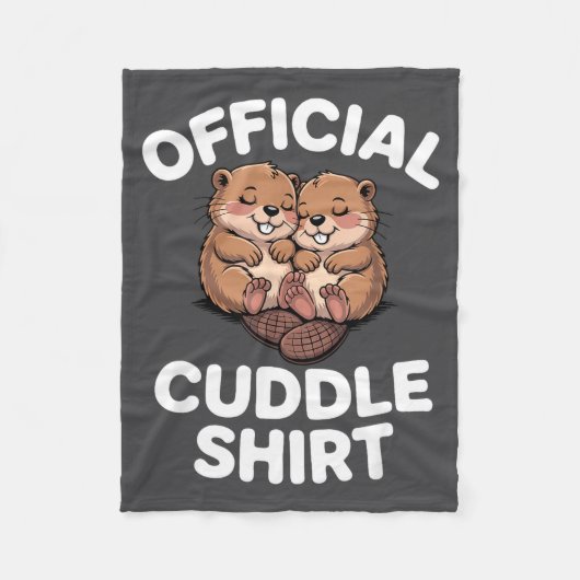 Funny Beavers Hugging Cuddle  フリースブランケット (正面)