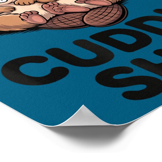 Funny Beavers Hugging Cuddle ポスター (角)