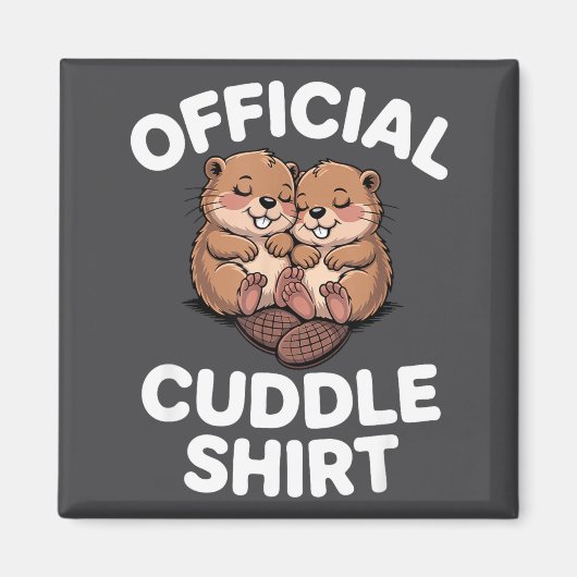 Funny Beavers Hugging Cuddle  マグネット (正面)