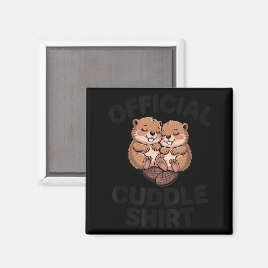 Funny Beavers Hugging Cuddle  マグネット (正面/裏面)