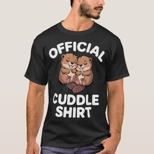 Funny Beavers Hugging Cuddle Tシャツ (正面)