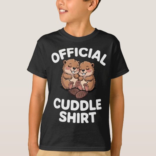 Funny Beavers Hugging Cuddle  Tシャツ (正面)