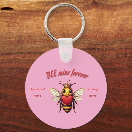 Funny Bee Pun Valentine  キーホルダー (正面)