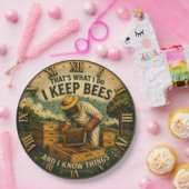 Funny Beekeepe That's What I Do I Keep Bees Rustic ペーパープレート (パーティー)