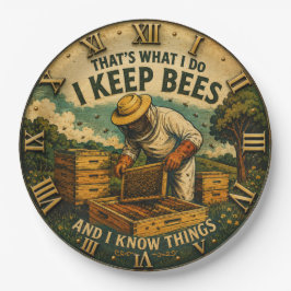 Funny Beekeepe That's What I Do I Keep Bees Rustic ペーパープレート